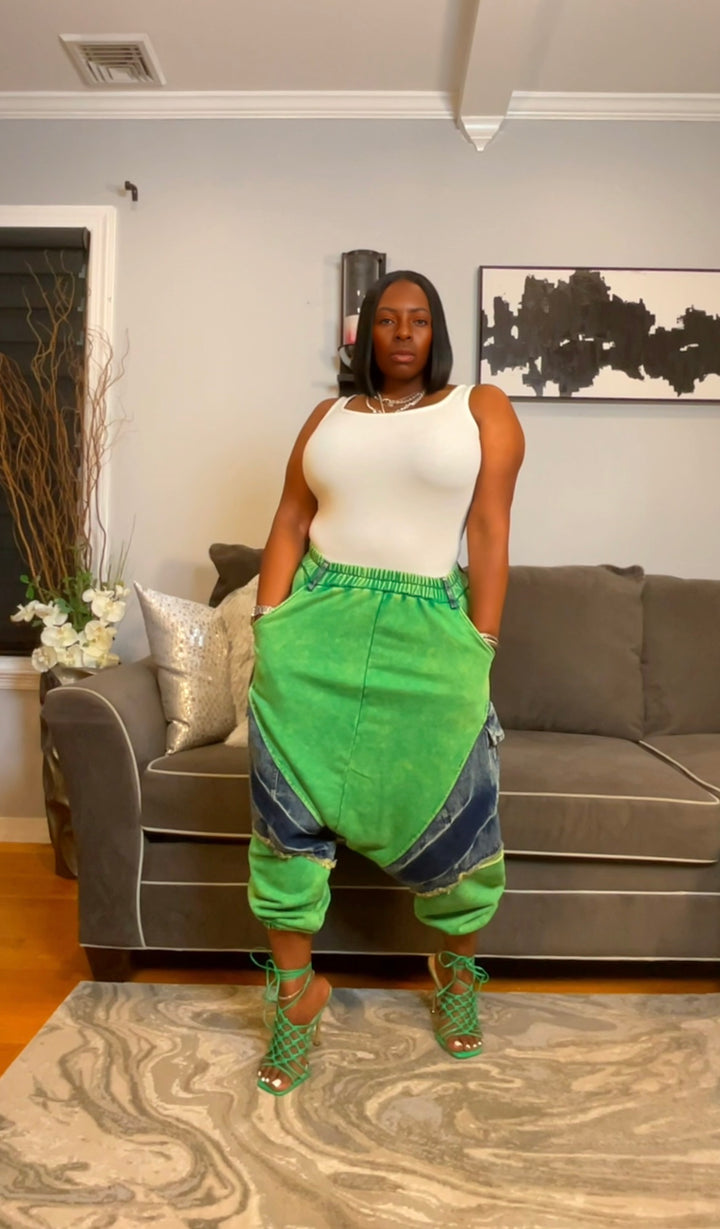 The "Nyasia" Harem Joggers in Green | Pre-Order Exclusive: Estimated ship date September 1, 2025