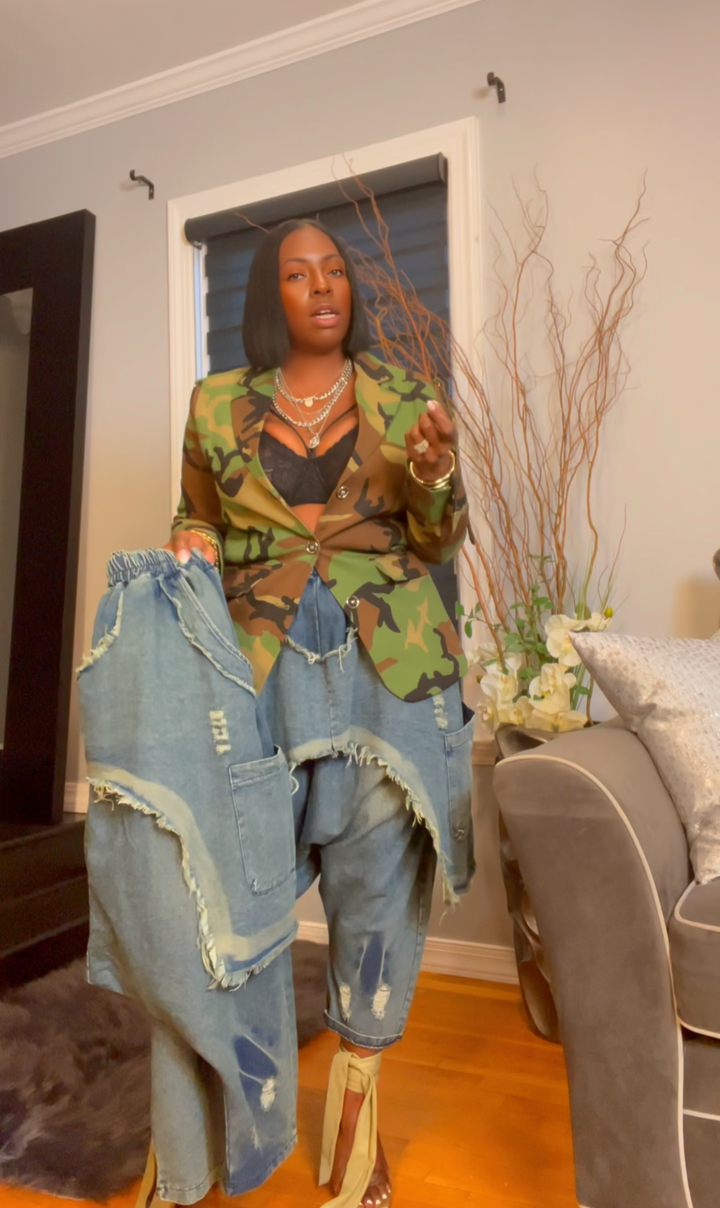 The "Zaihlani" Distressed Harem Jeans in Blue | Ready to Ship