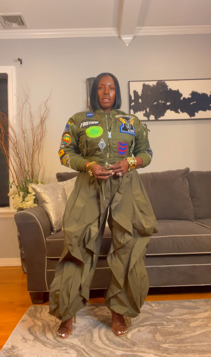 The "Shakyra" Wavy Pants in Olive Green | Ships Next Day
