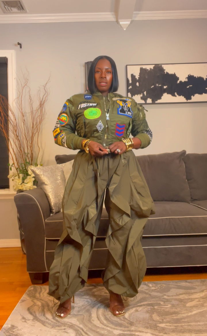 The "Shakyra" Wavy Pants in Olive Green | Ships Next Day