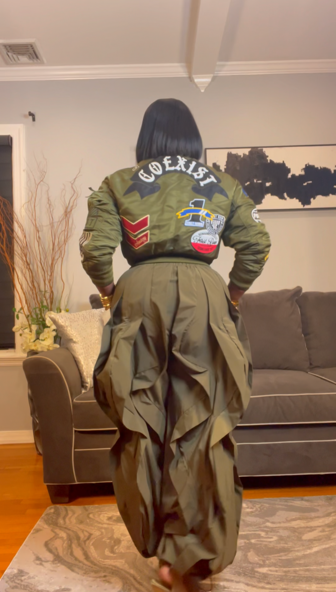 The "Shakyra" Wavy Pants in Olive Green | Ships Next Day