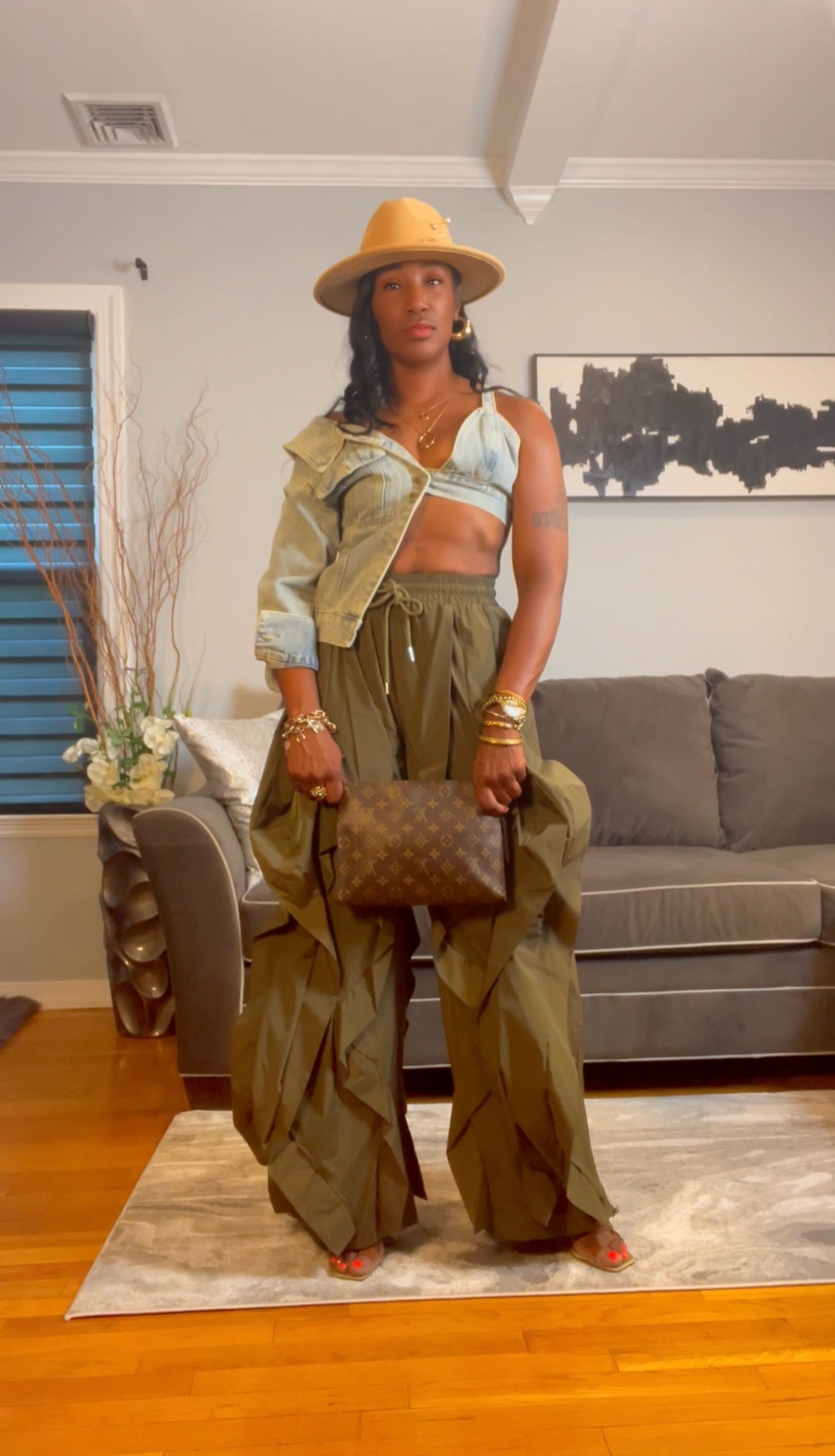 The "Shakyra" Wavy Pants in Olive Green | Ships Next Day