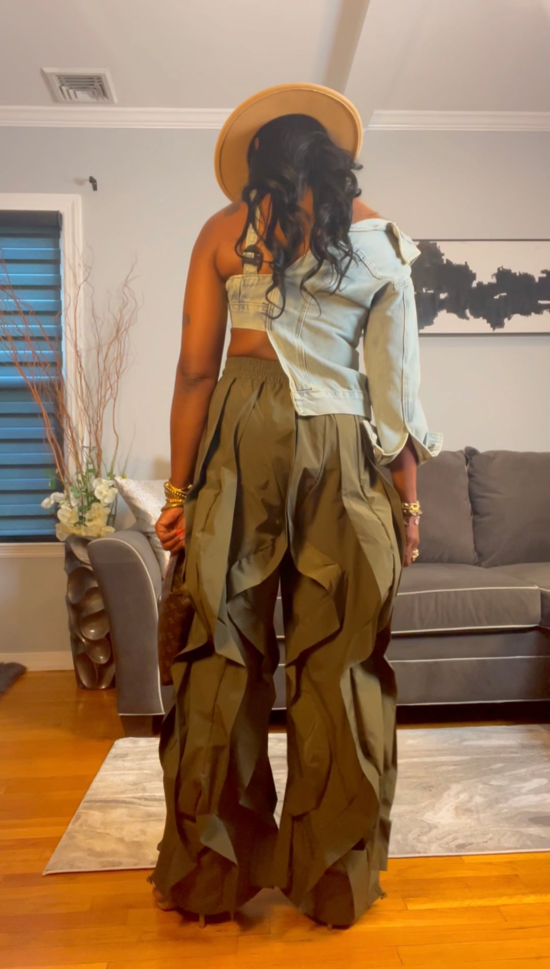 The "Shakyra" Wavy Pants in Olive Green | Ships Next Day
