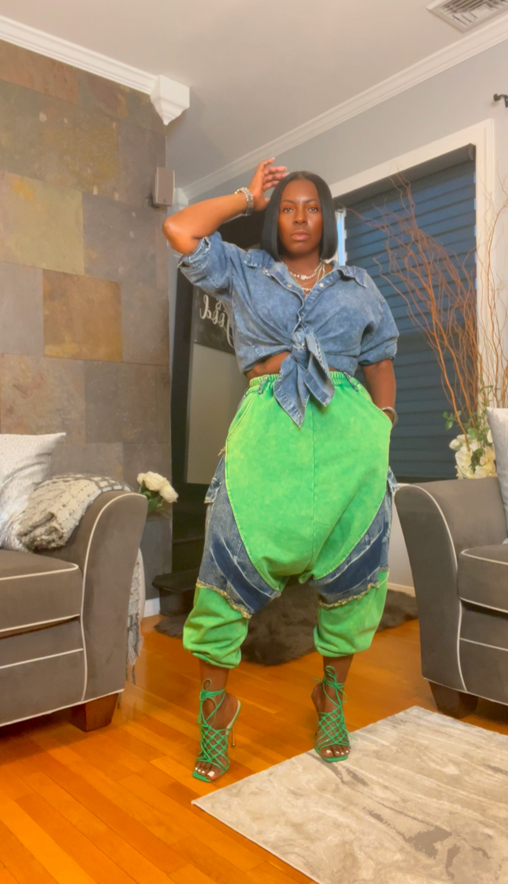 The "Nyasia" Harem Joggers in Green | Pre-Order