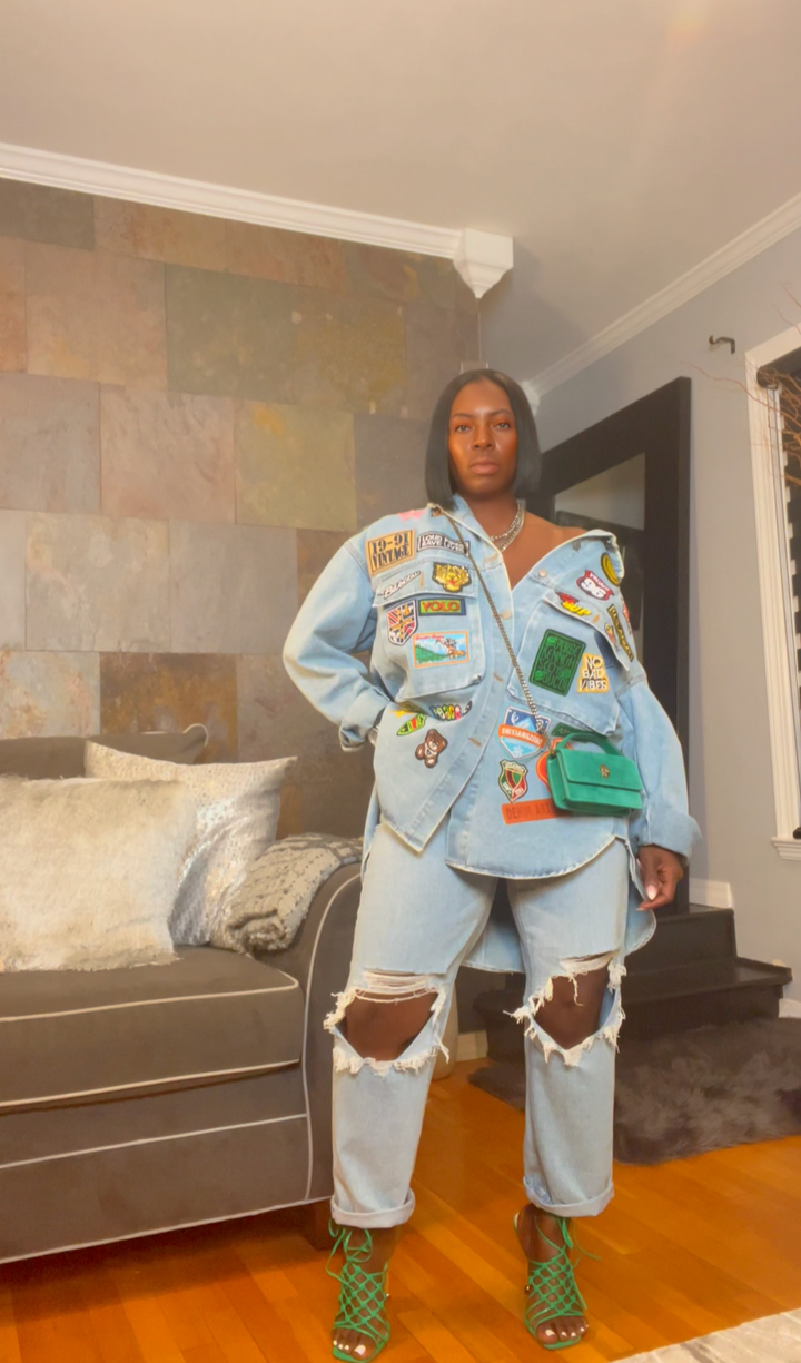 The "Amaree" Denim Patchwork Shirt/Dress in Blue | Ready To Ship