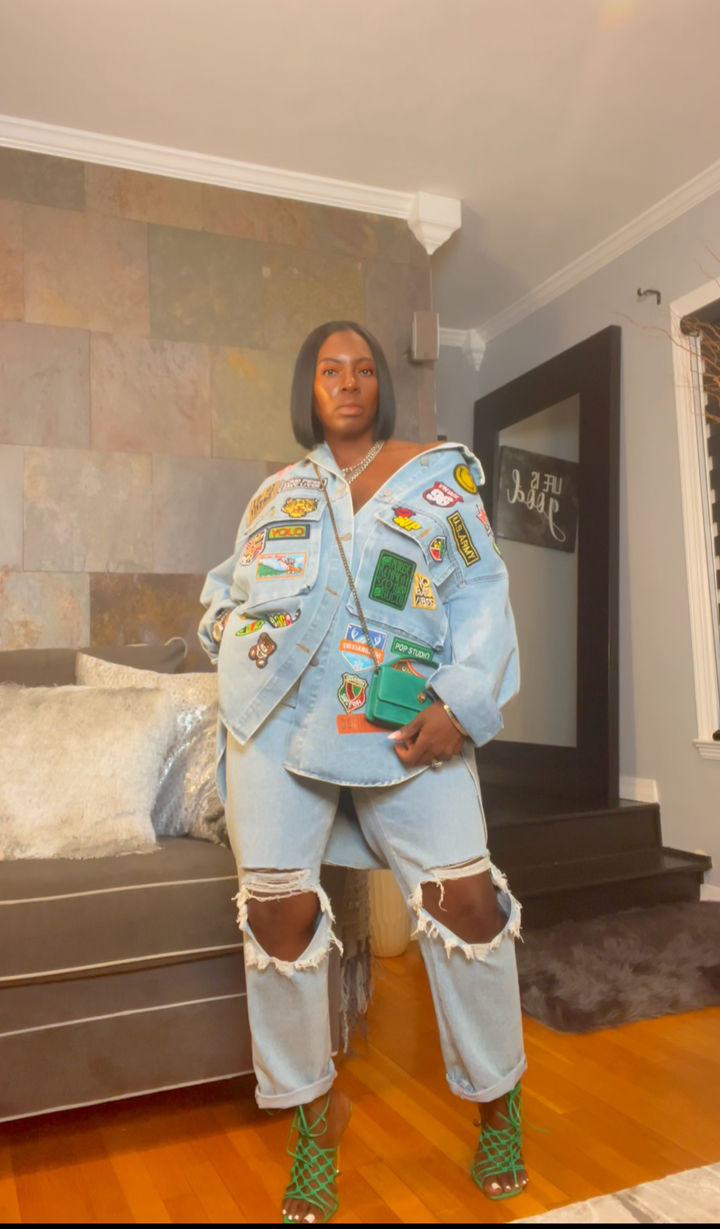 The "Amaree" Denim Patchwork Shirt/Dress in Blue | Ready To Ship