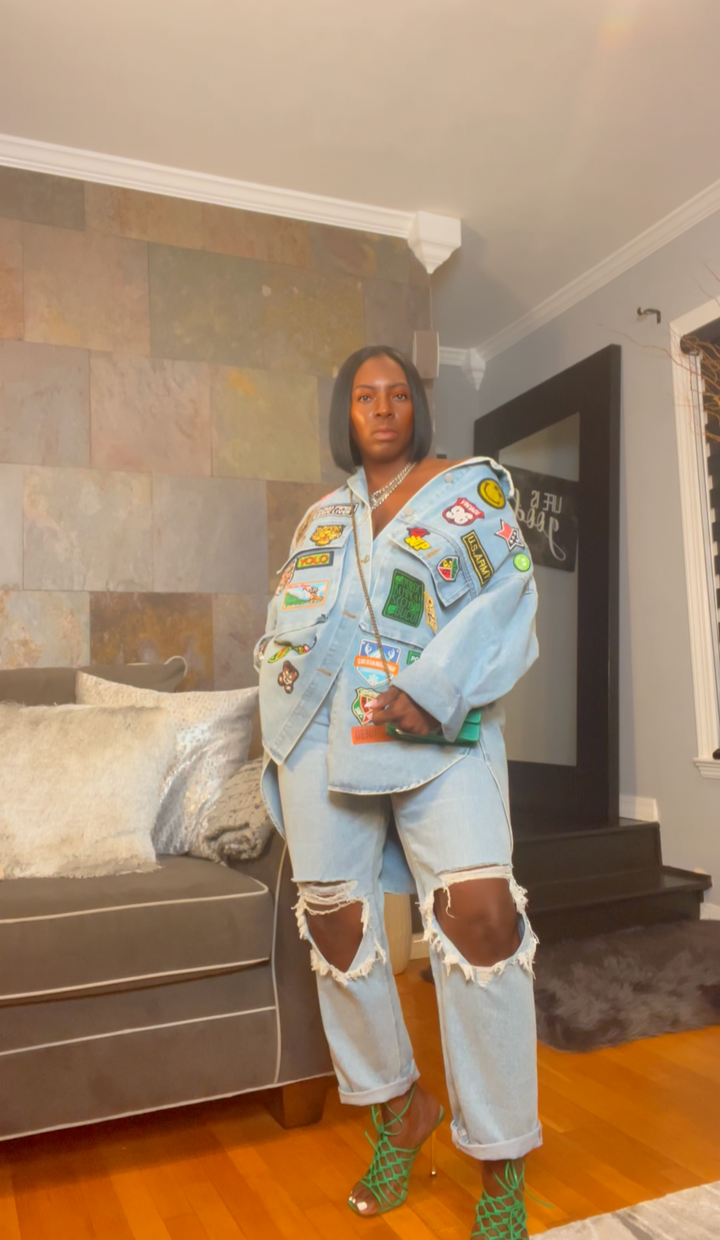 The "Amaree" Denim Patchwork Shirt/Dress in Blue | Ready To Ship