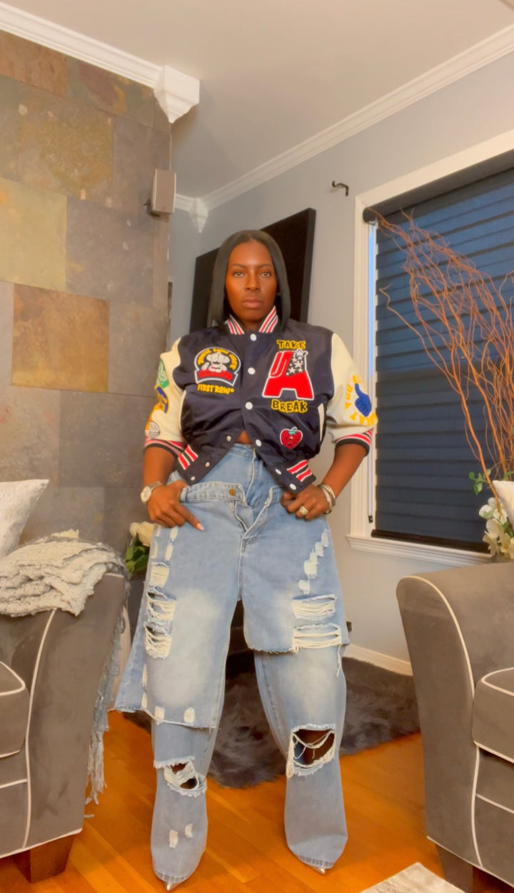 The "Jahvani" Distressed Denim Skirt Overlay Jeans | Pre-order