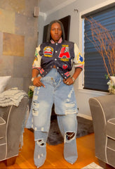 The "Jahvani" Distressed Denim Skirt Overlay Jeans | Ready to Ship