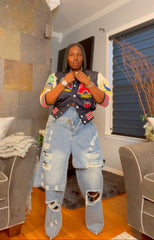 The "Jahvani" Distressed Denim Skirt Overlay Jeans | Ready to Ship