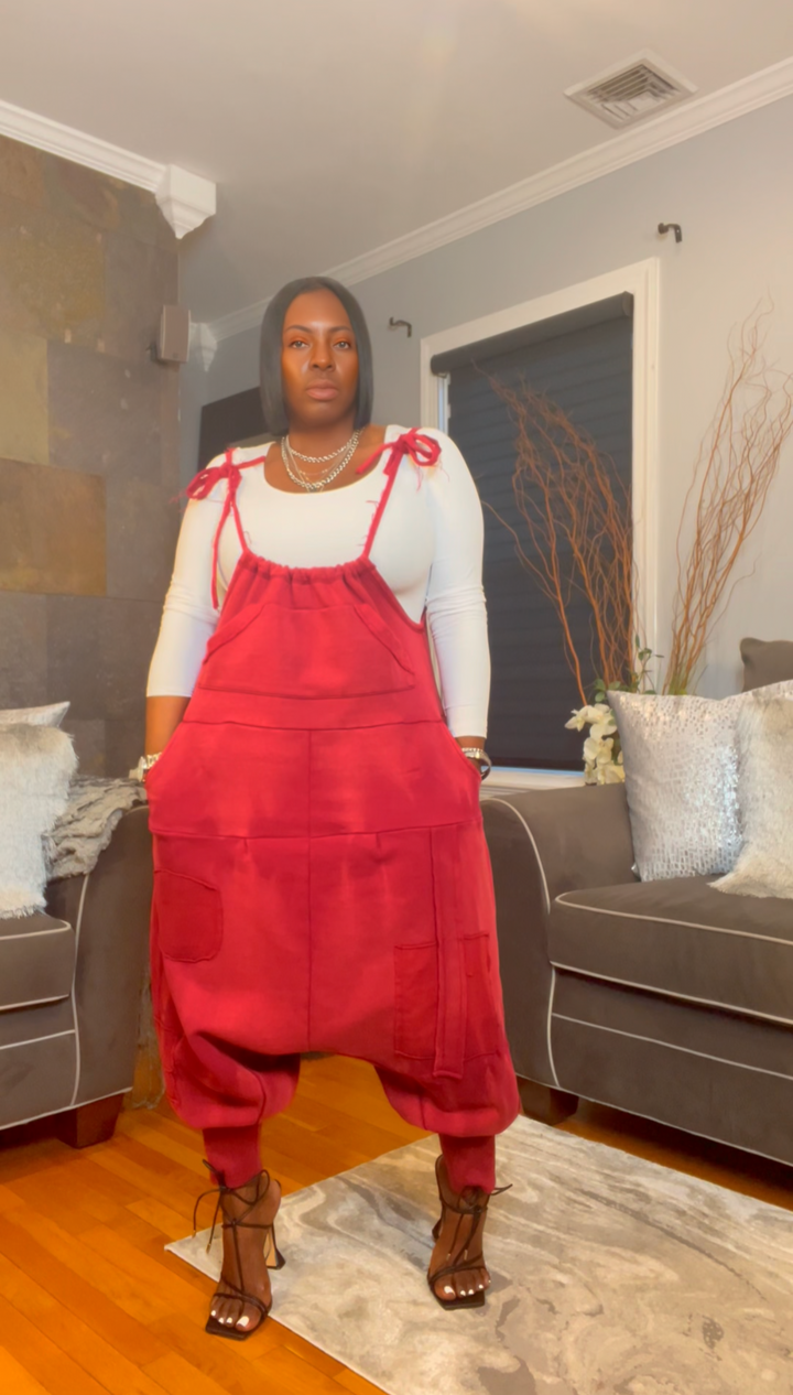 The "Jahzara" Oversized Harem Jumper in Red | Pre-Order - Ships Between November 15th - November 30th