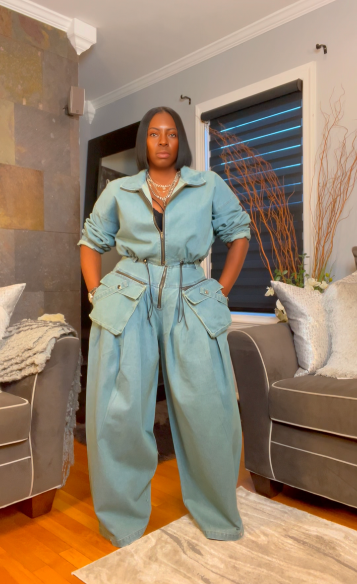 The "In High Demand" 2 Piece Denim Pants Set in Blue | Pre-Order - Ships Between November 30th - December 20th