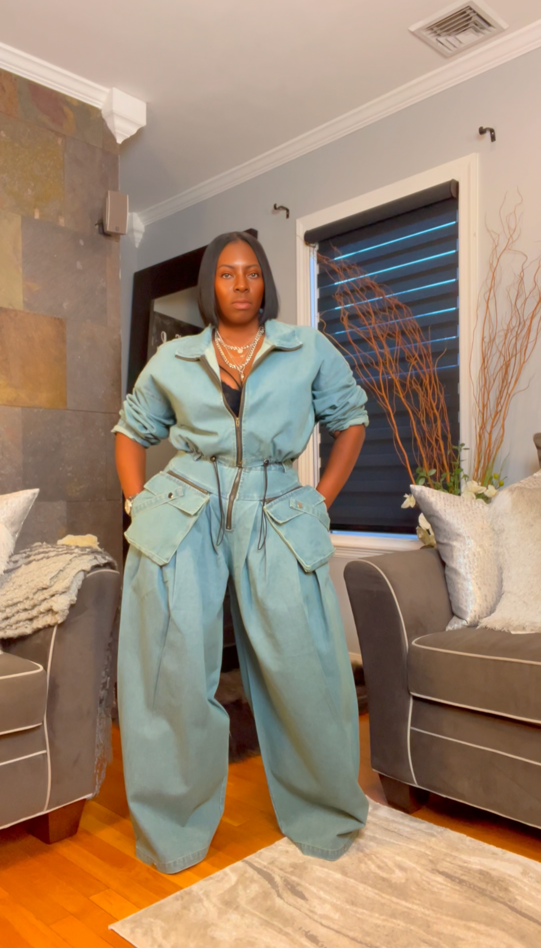 The "In High Demand" 2 Piece Denim Pants Set in Blue | Pre-Order - Ships Between November 30th - December 20th