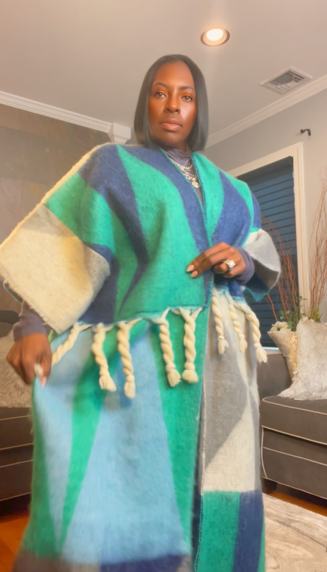 The "Material Girl" Long Kimono Sweater in Multicolor 3 | Ready to ship