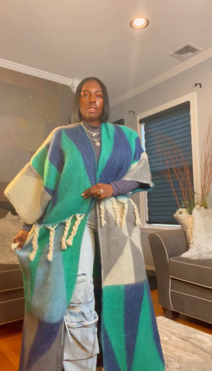 The "Material Girl" Long Kimono Sweater in Multicolor 3 | Ready to ship