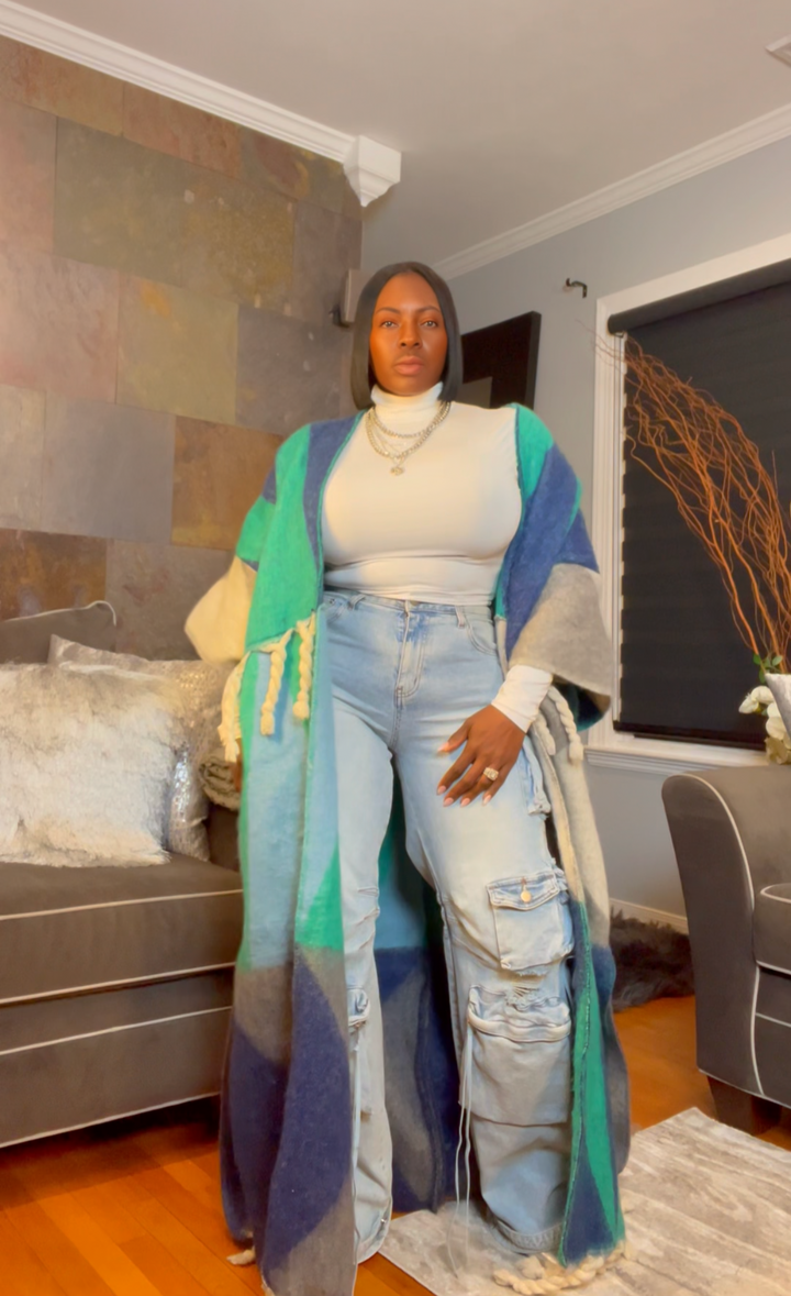 The "Material Girl" Long Kimono Sweater in Multicolor 3 | Ready to ship