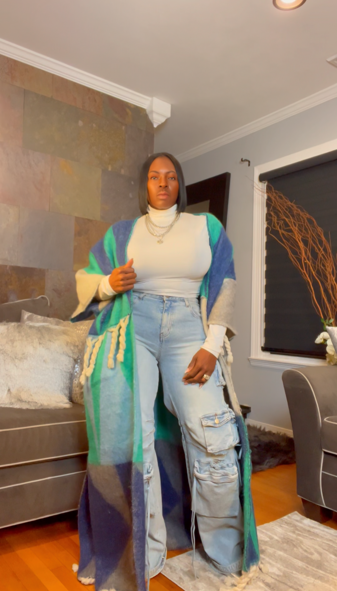 The "Material Girl" Long Kimono Sweater in Multicolor 3 | Ready to ship