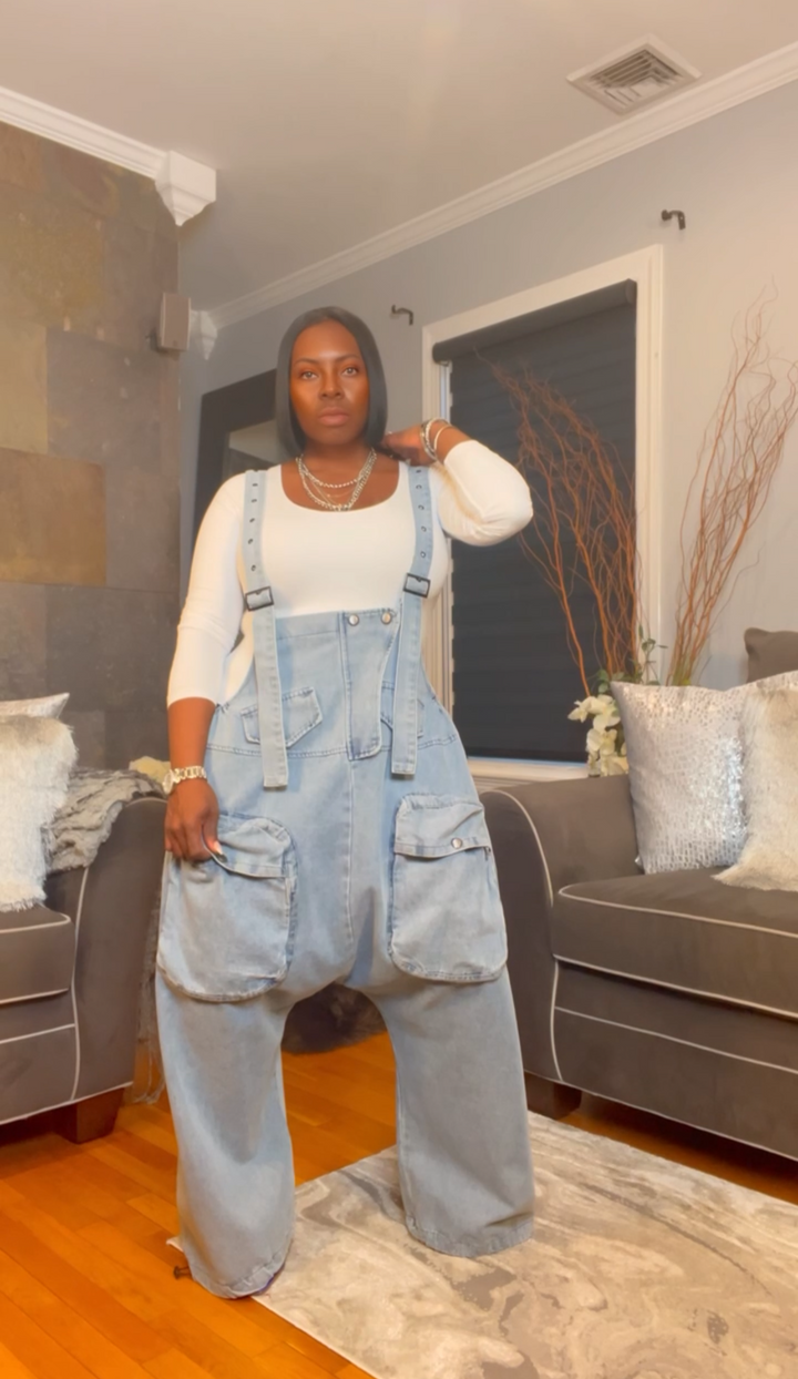 The "Nikki" Oversized Overalls in Light Wash | Last Stock🔥Ships Next Day
