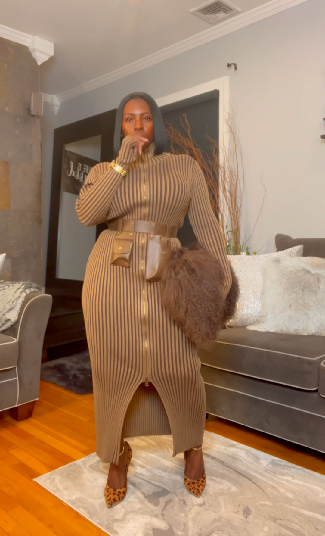 The "Vanguard" Ribbed Maxi Zip Dress in Mocha | Pre-Order - Ships Between January 15th - January 30th