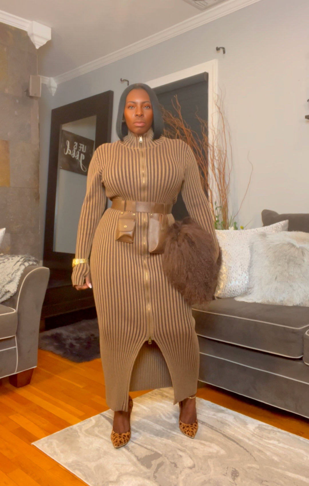 The "Vanguard" Ribbed Maxi Zip Dress in Mocha | Pre-Order - Ships Between January 15th - January 30th