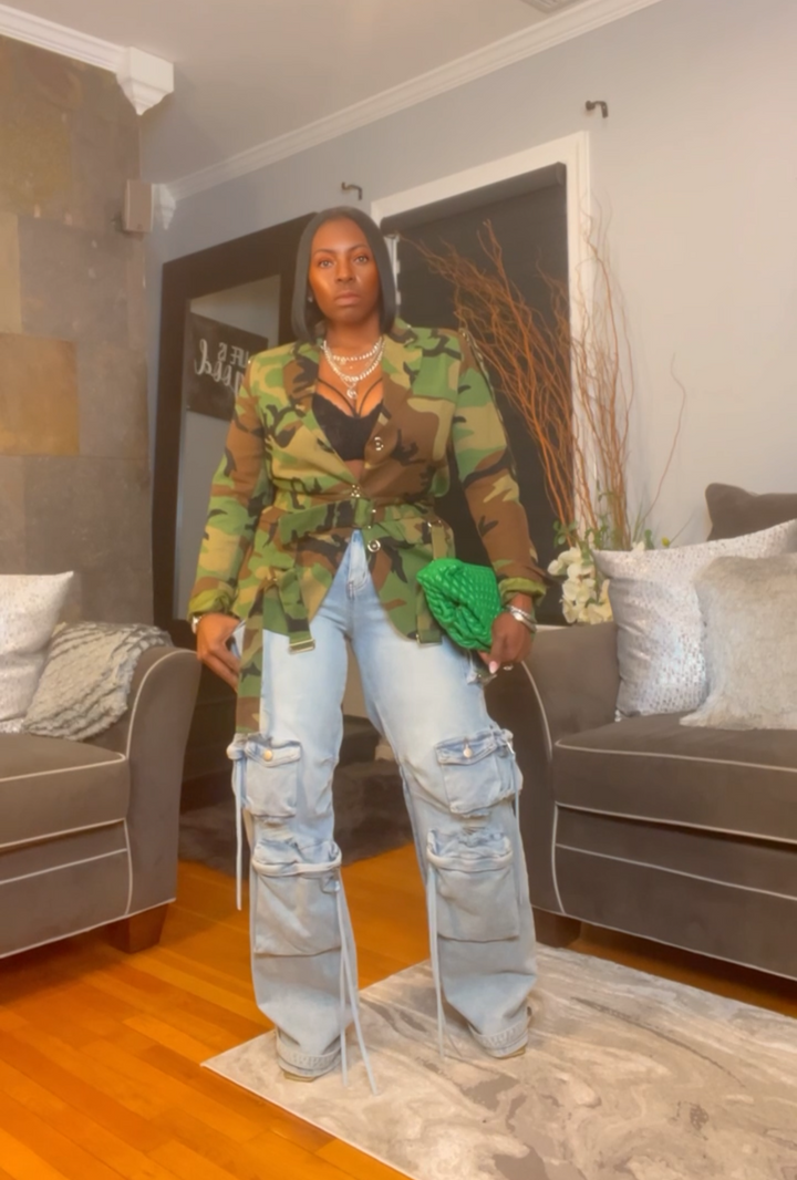 The "Kahlina" Tactical Cargo Jeans in Light Wash | Ships Next Day