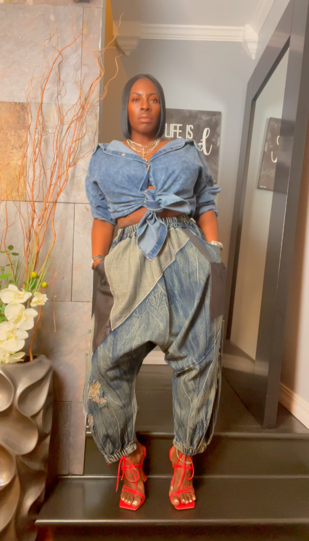 The "Amoura" Denim Oversized Harem Joggers | Ready to Ship