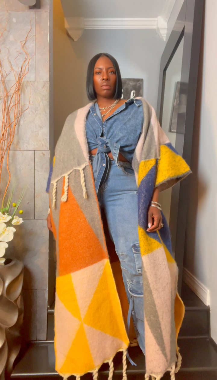 The "Material Girl" Long Kimono Sweater in Multicolor 5 | Pre-Order - Ships Between June 10th and June 15th