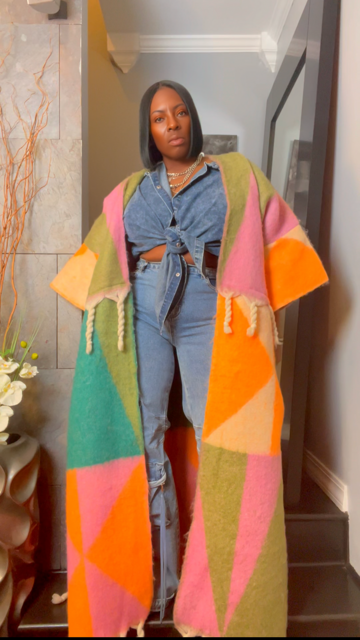 The "Material Girl" Long Kimono Sweater in Multicolor 2 | Ready to Ship