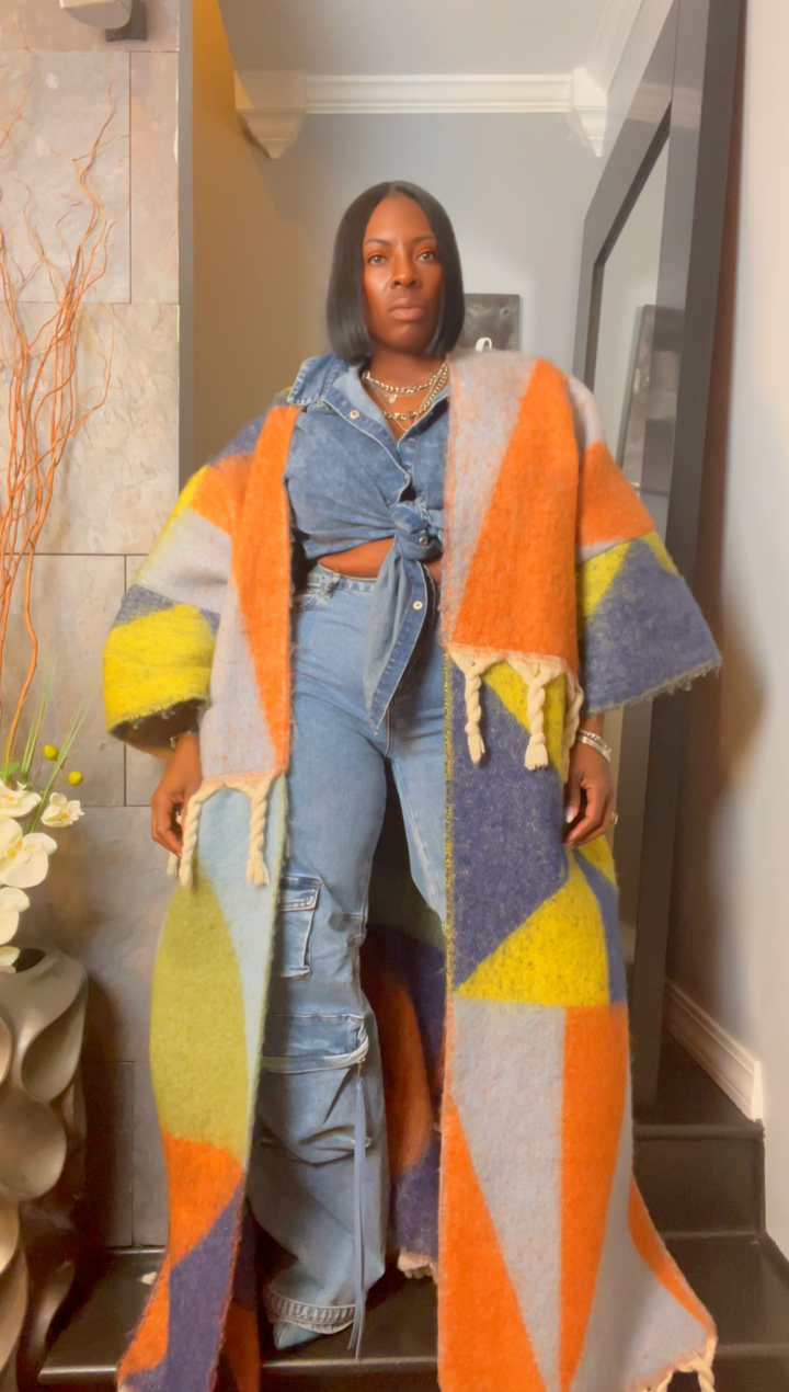 The "Material Girl" Long Kimono Sweater in Multicolor 1 | Pre-Order - Ships Between June 10th and June 15th