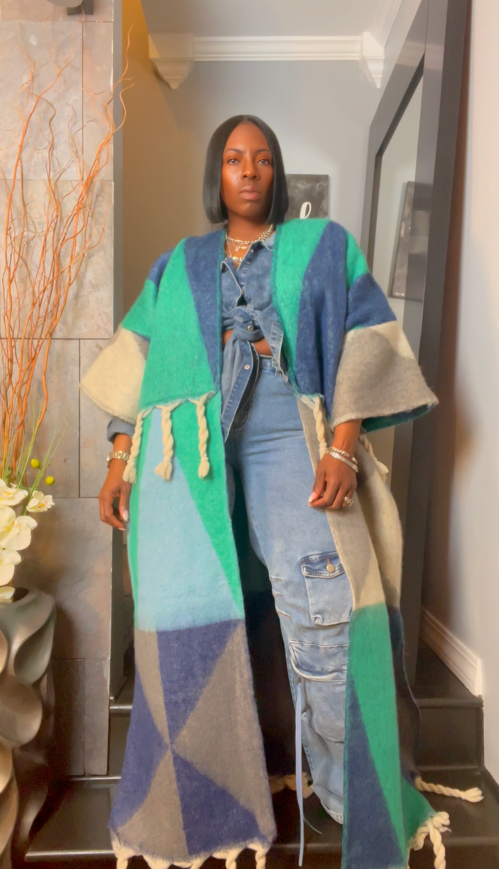 The "Material Girl" Long Kimono Sweater in Multicolor 3 | Ready to ship