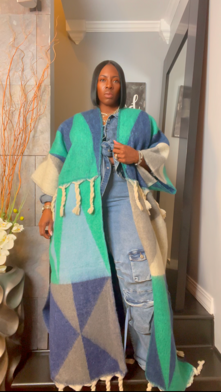 The "Material Girl" Long Kimono Sweater in Multicolor 3 | Ready to ship