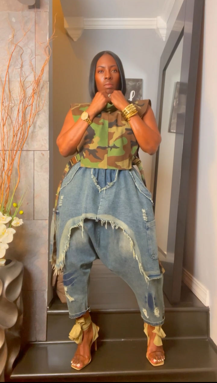 The "Zaihlani" Distressed Harem Jeans in Blue | Free Shipping Included