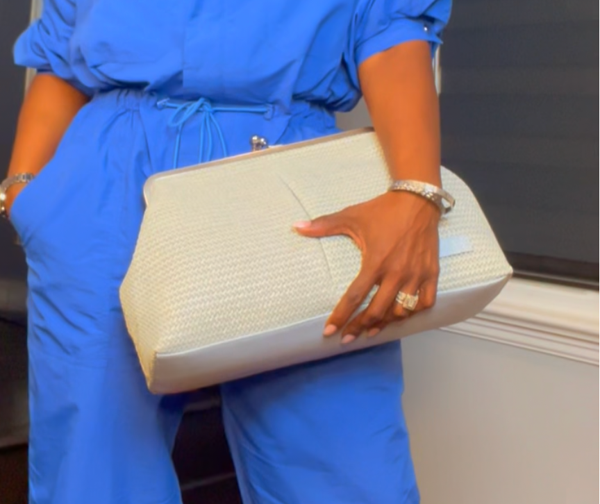 The "Zariah" Oversized Statement Clutch in Ice Blue | Free Shipping Included