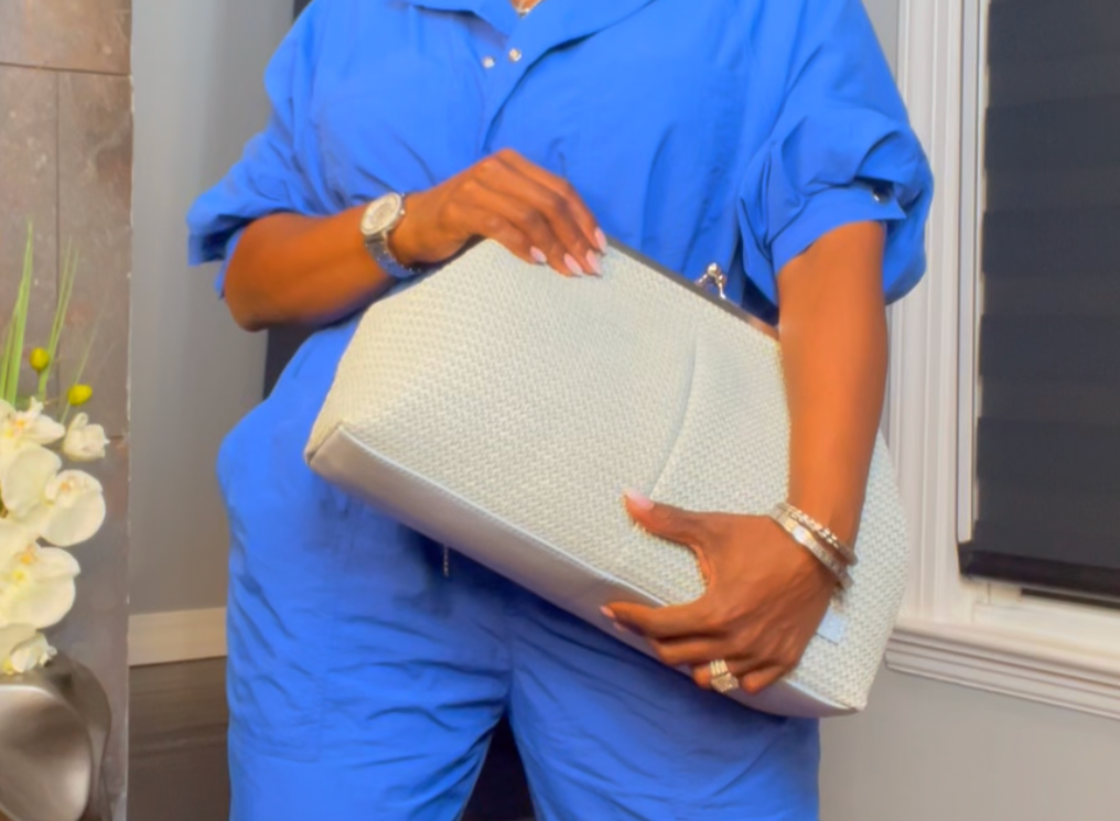 The "Zariah" Oversized Statement Clutch in Ice Blue | Free Shipping Included