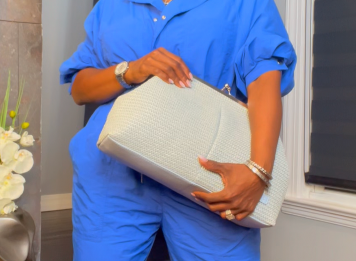 The "Zariah" Oversized Statement Clutch in Ice Blue | Free Shipping Included