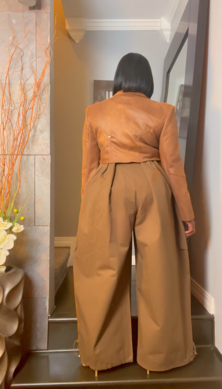 The "Haniyah" Oversized Pleated Barrel Pants in Mocha | Free Shipping Included