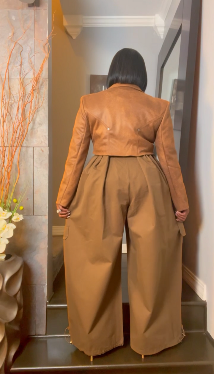 The "Haniyah" Oversized Pleated Barrel Pants in Mocha | Free Shipping Included