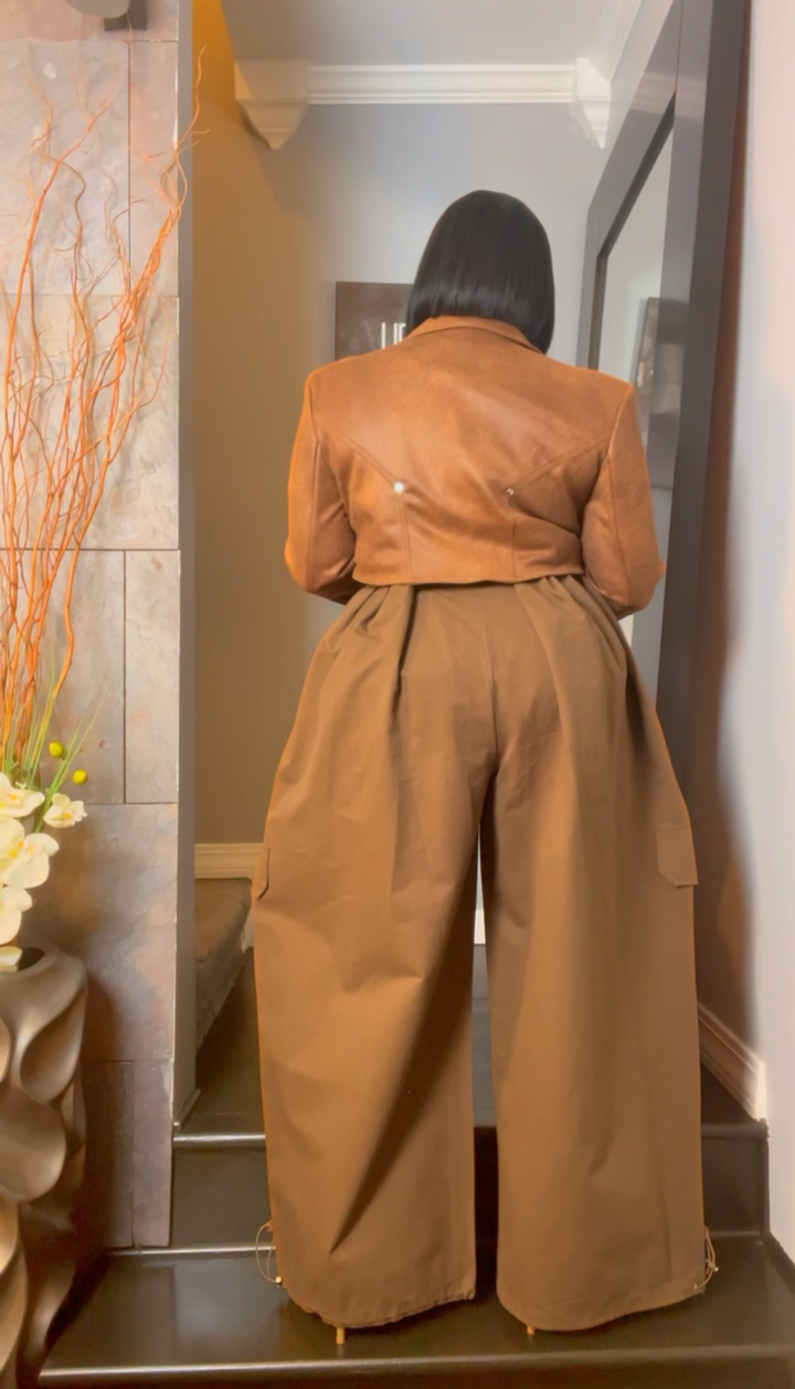 The "Haniyah" Oversized Pleated Barrel Pants in Mocha | Free Shipping Included