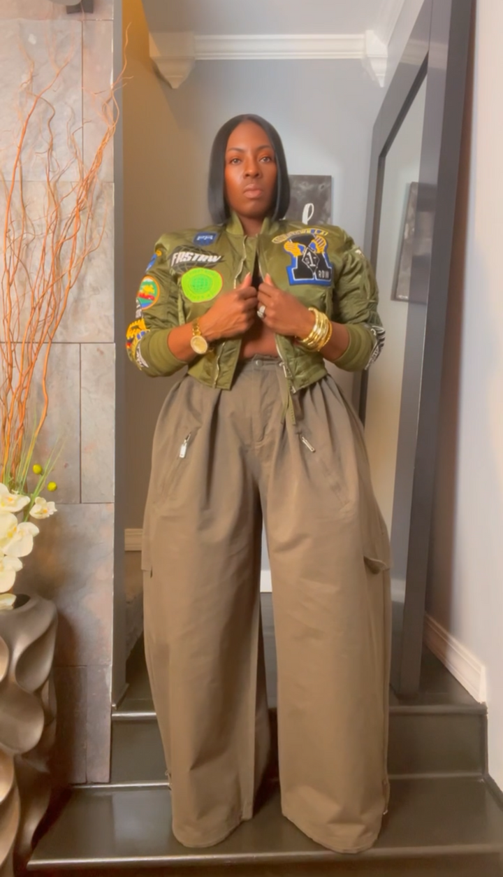 The "Haniyah" Oversized Pleated Barrel Pants in Army Green | Free Shipping Included