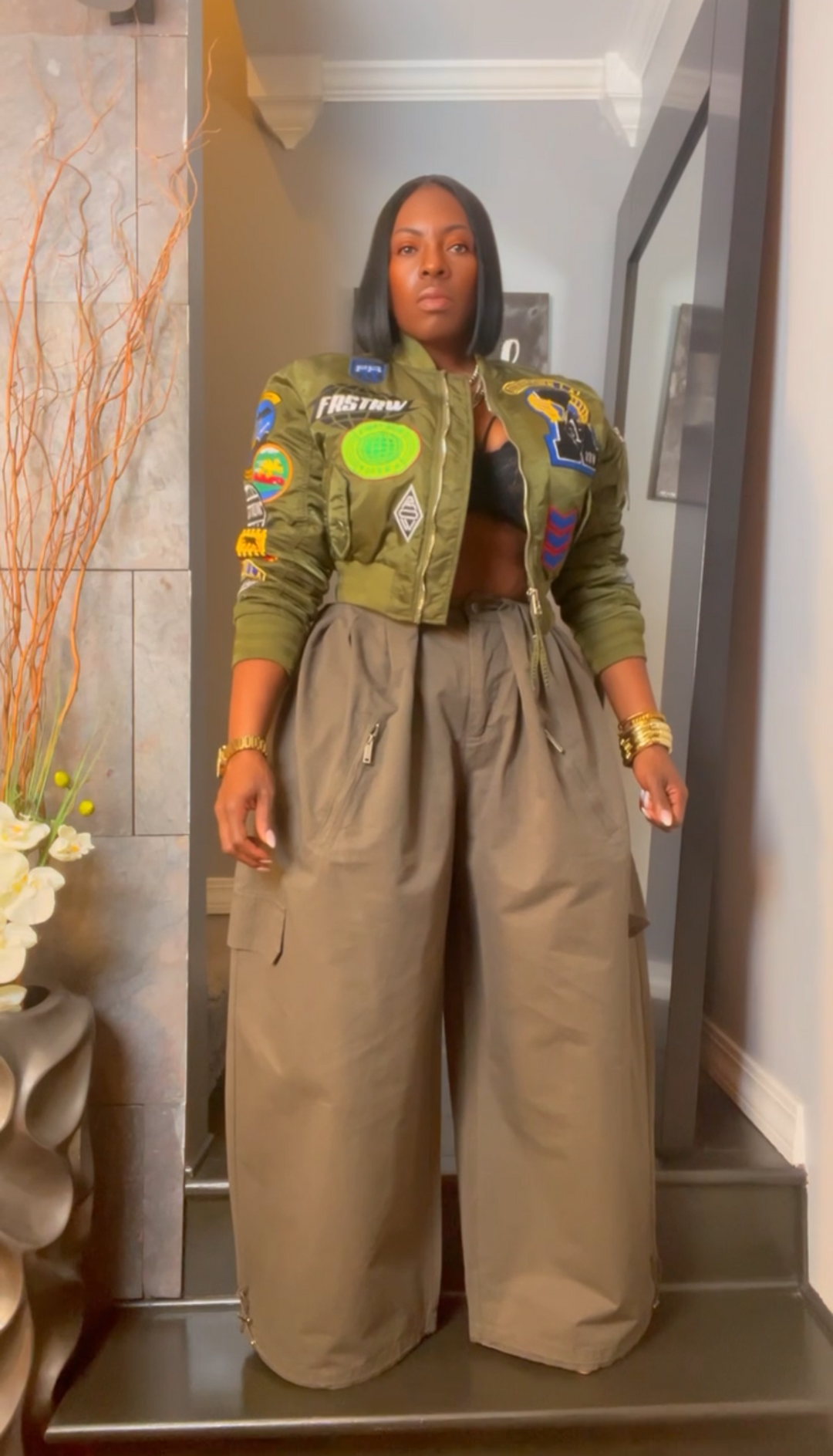 The "Haniyah" Oversized Pleated Barrel Pants in Army Green | Free Shipping Included