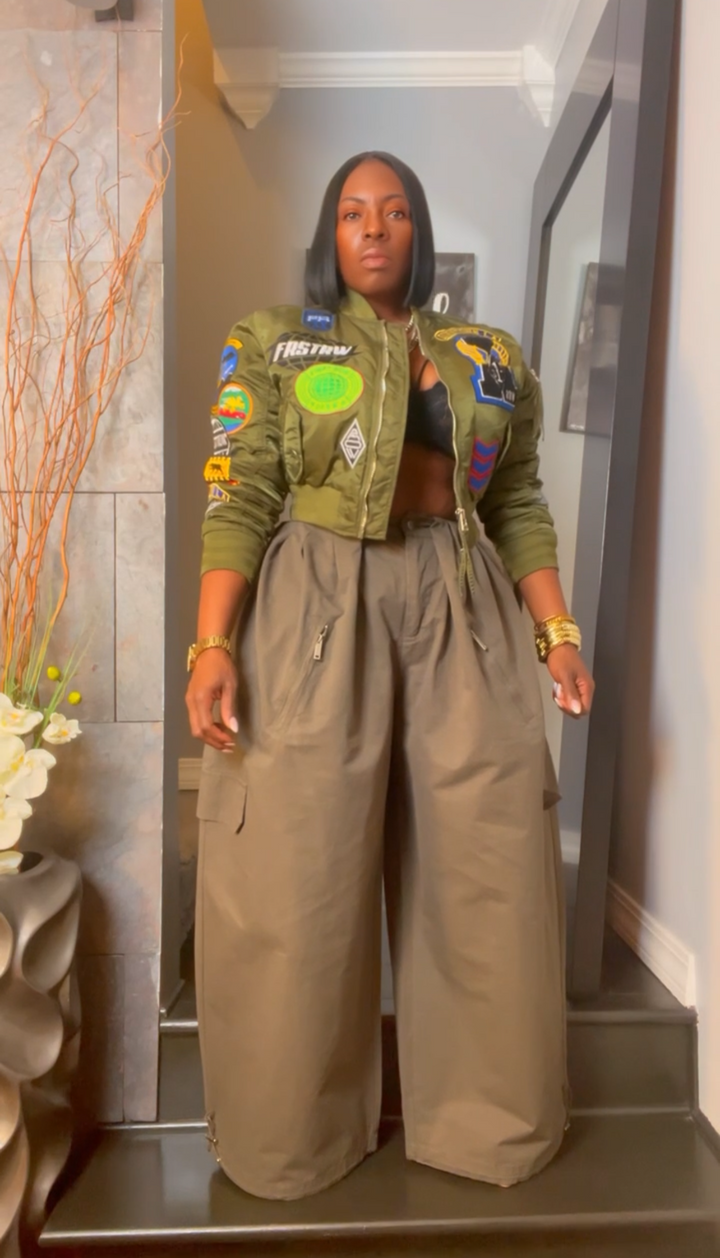 The "Haniyah" Oversized Pleated Barrel Pants in Army Green | Free Shipping Included