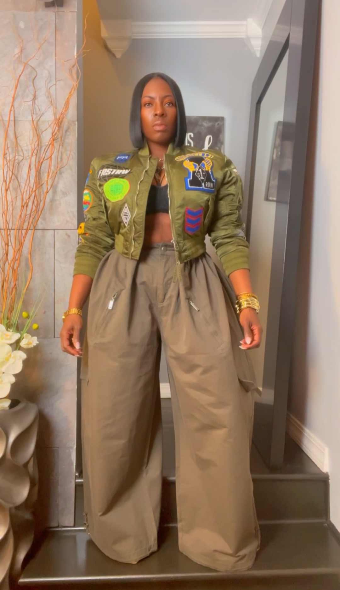 The "Haniyah" Oversized Pleated Barrel Pants in Army Green | Free Shipping Included