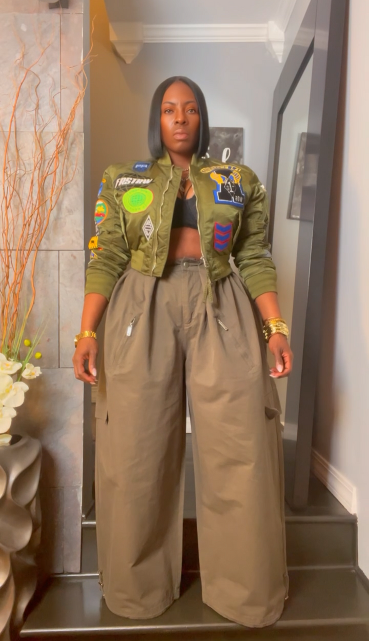 The "Haniyah" Oversized Pleated Barrel Pants in Army Green | Free Shipping Included