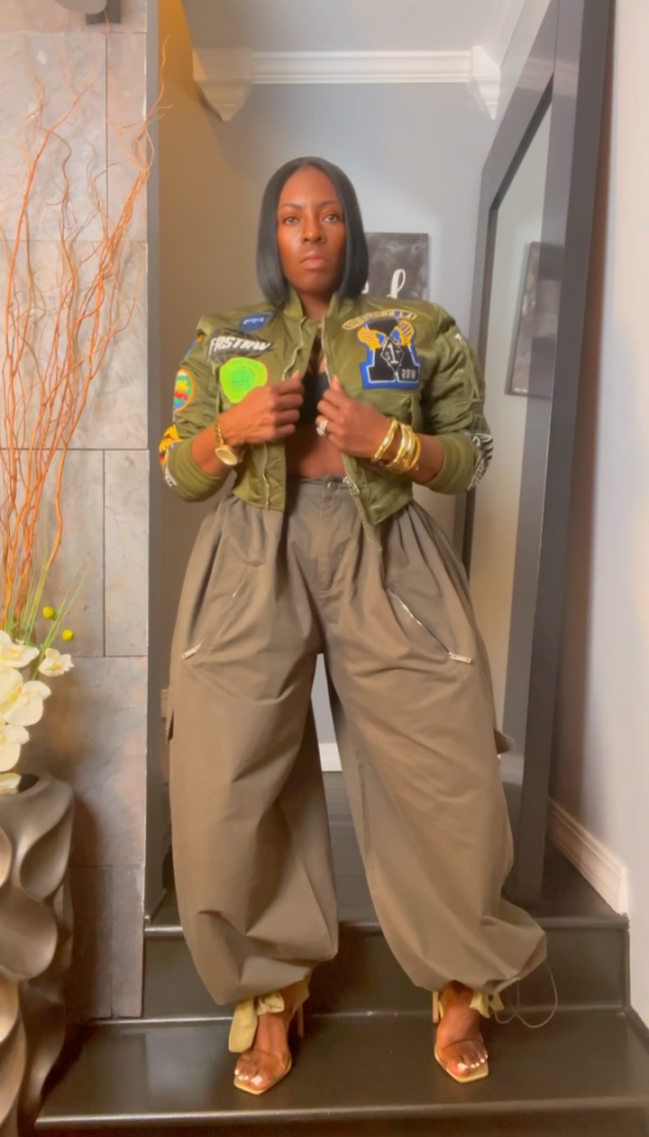 The "Haniyah" Oversized Pleated Barrel Pants in Army Green | Free Shipping Included