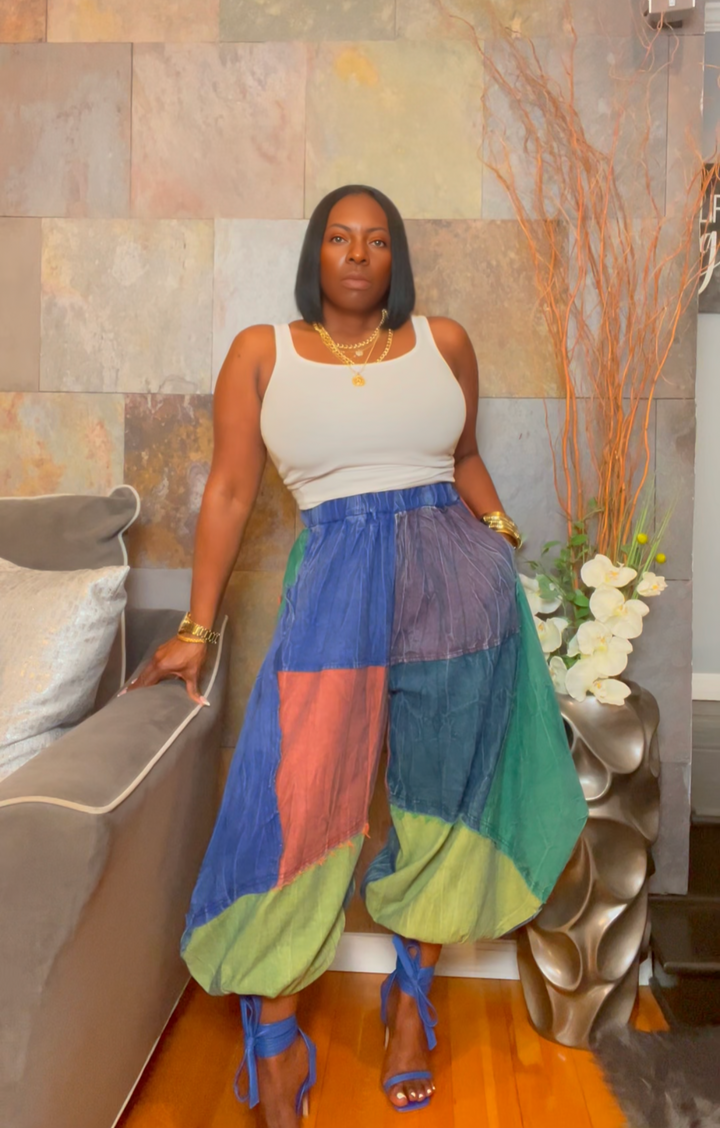 The "Iyanna" Oversized Denim Patchwork Pants | Pre-Order - Ships Between June 15th and June 20th