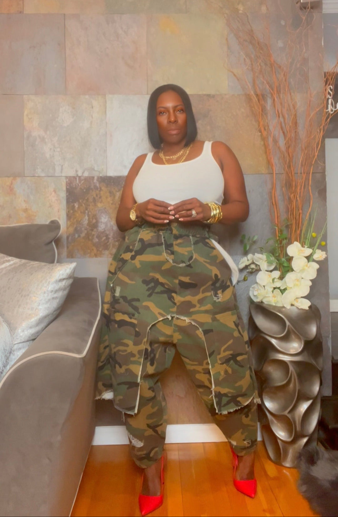The "Takara" Camo Cropped Pants |  Pre-Order - Ships Between June 15th and June 20th