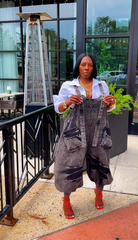 The "Kaylani" Oversized Overalls in Black Wash | Free Shipping Included