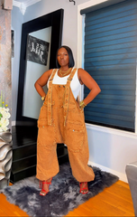 The "Nikki" Oversized Overalls in Cognac | Pre-Order - Ships Between September 10th and September 15th