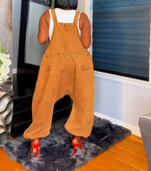 The "Nikki" Oversized Overalls in Cognac | Pre-Order - Ships Between September 10th and September 15th