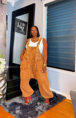 The "Nikki" Oversized Overalls in Cognac | Pre-Order - Ships Between September 10th and September 15th
